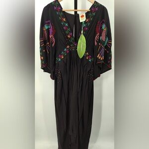 FARM Rio Black Dress with Colorful Embroidery